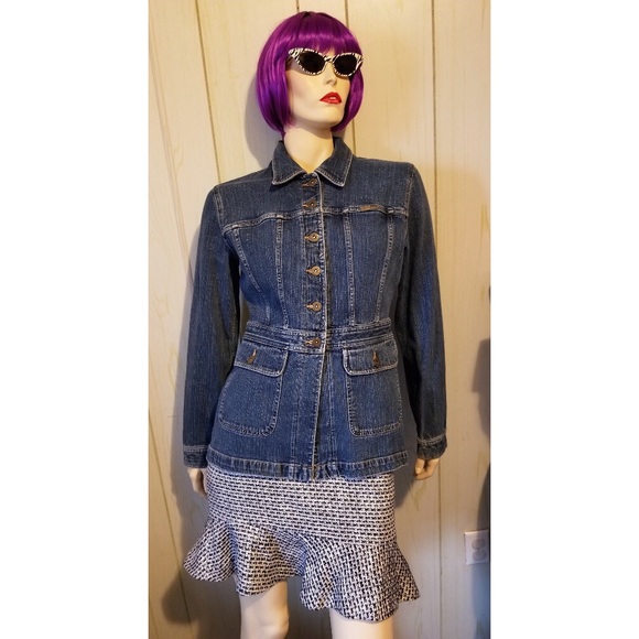 LIZ CLAIBORNE LIZWEAR Retro Blue Denim Button down Jean Jacket - Picture 1 of 7